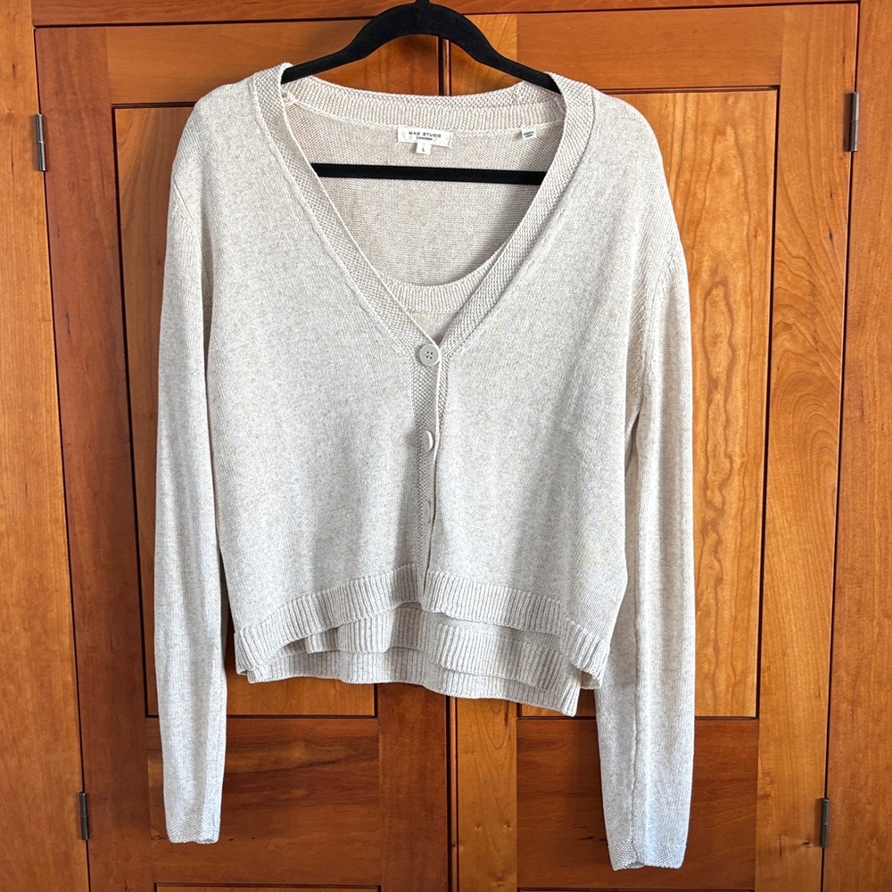 Max Studio Oatmeal Cardigan Sweater set
